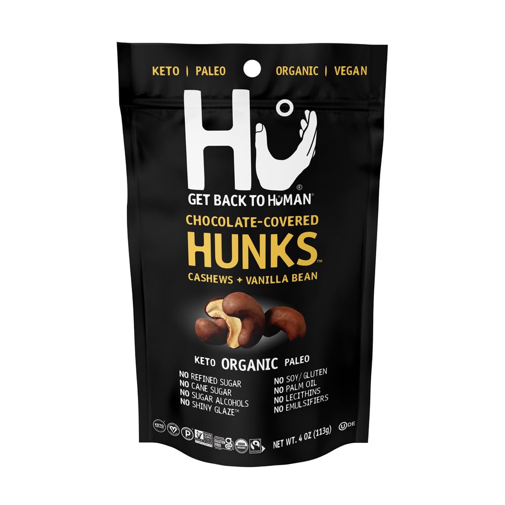 Hu Kitchen, Chocolate Covered Hunks Cashew Vanilla Bean Organic, 4 Ounce