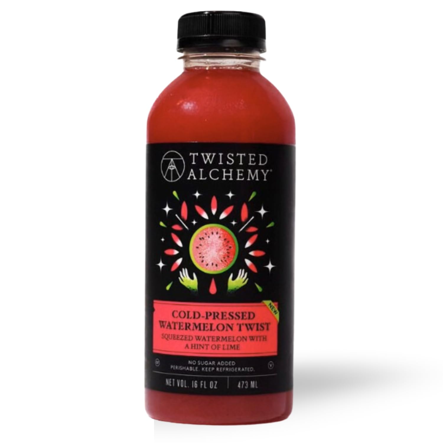 Twisted Alchemy Cold Pressed Watermelon Twist Juice – All Natural, Non-GMO, No Sugar Added, Preservative Free – 16 oz Bottle for Craft Cocktails & Cooking
