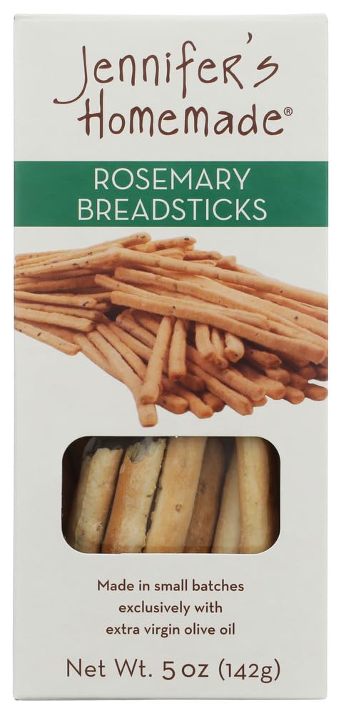 JENNIFERS HOMEMADE Rosemary Breadsticks, VEGAN All Natural, Made with extra virgin olive oil, Crunchy and delicious snack, 5 OZ