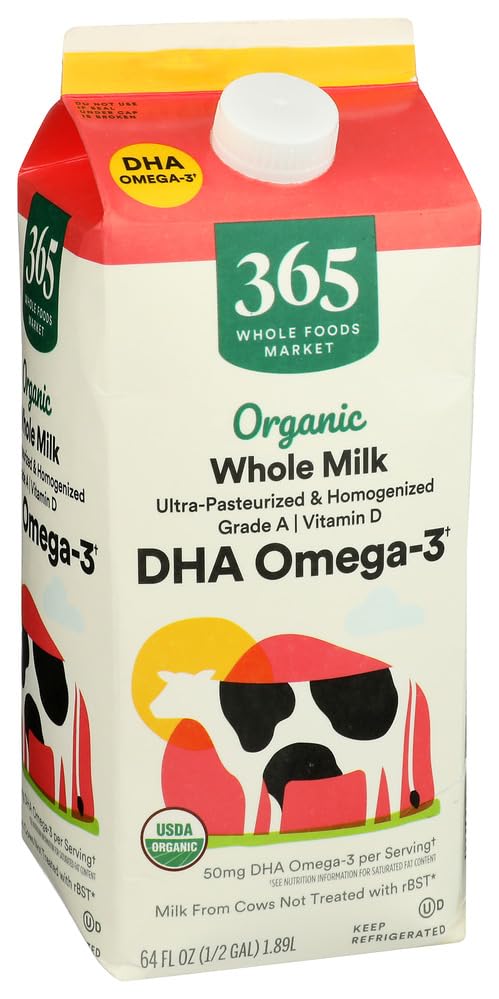 365 by Whole Foods Market Organic DHA Omega 3 Whole Milk, 64 FZ