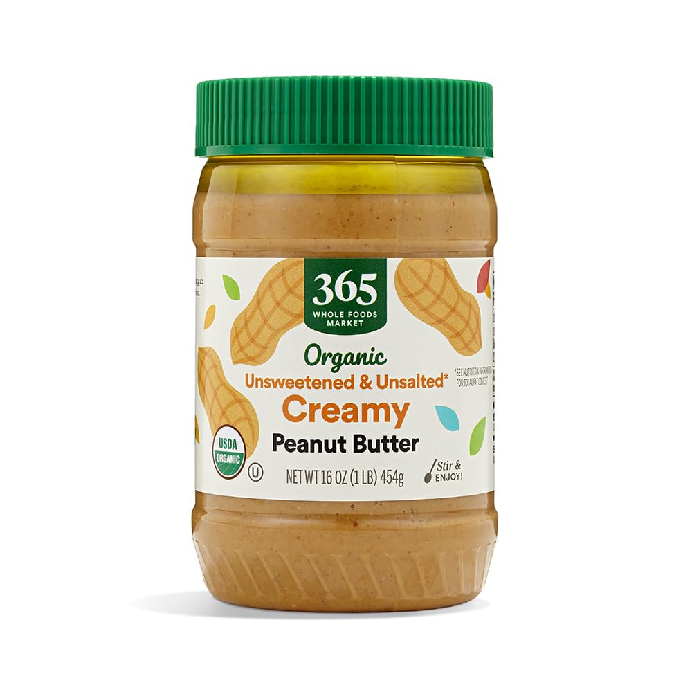 Organic Creamy Peanut Butter, Unsweetened & Unsalted, Stir and Enjoy, 16 Ounce
