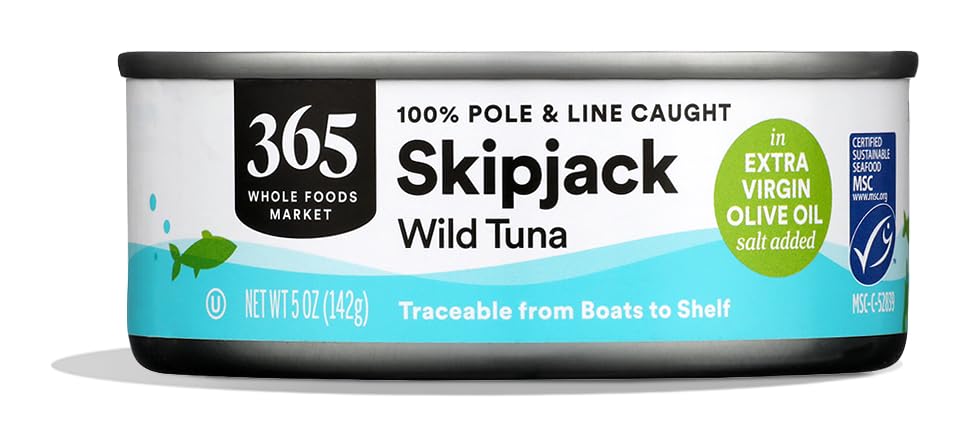 Skipjack Tuna in Extra Virgin Olive Oil, Salt Added, 5 Ounce