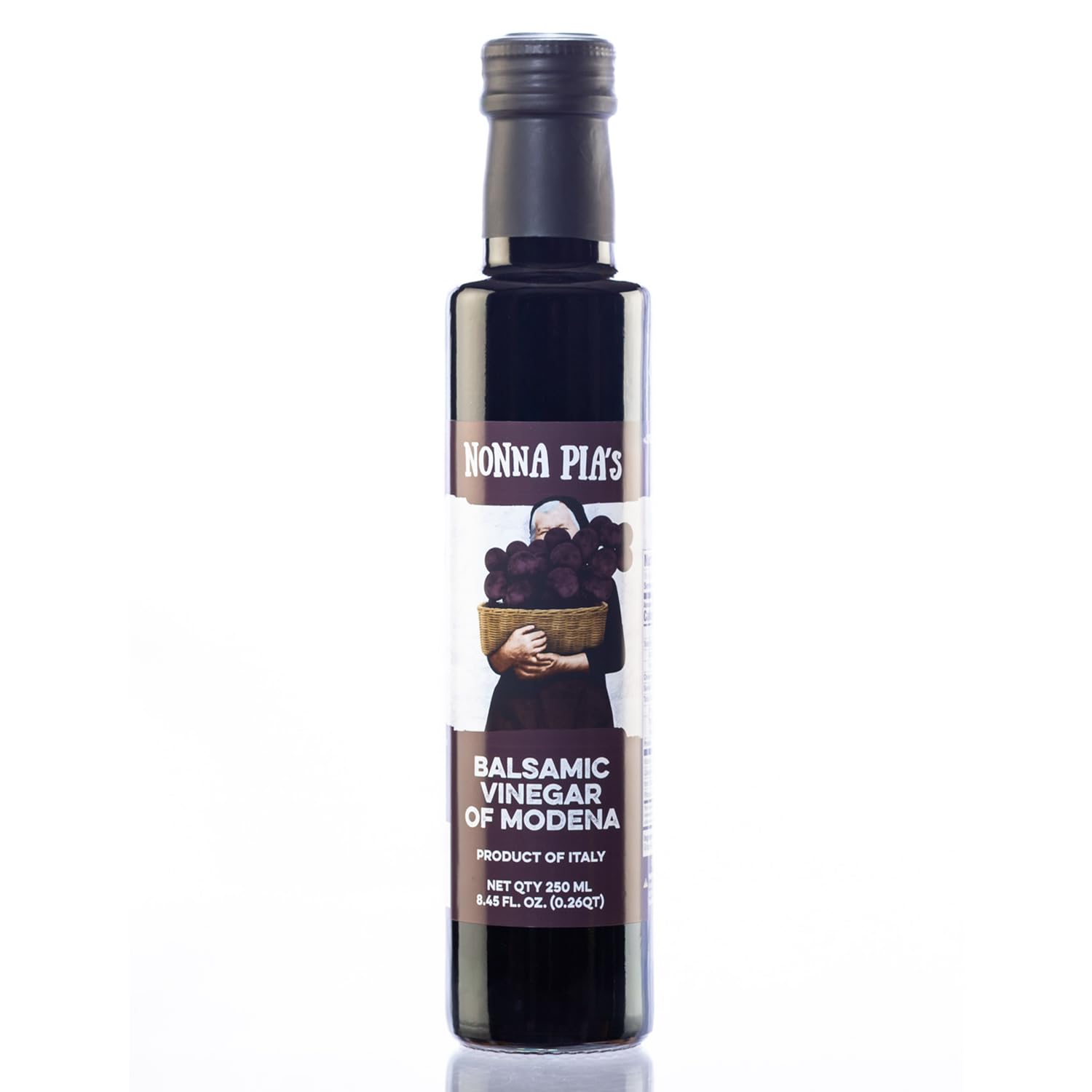 Nonna Pia's Balsamic Vinegar of Modena, 8.45 fl oz IGP certified, (1 Pack) | Thick Aged Italian Balsamic Vinegar - Rich & Authentic - Non-GMO & Gluten Free, for Salads, Meats, Fish, Veggies & Bread