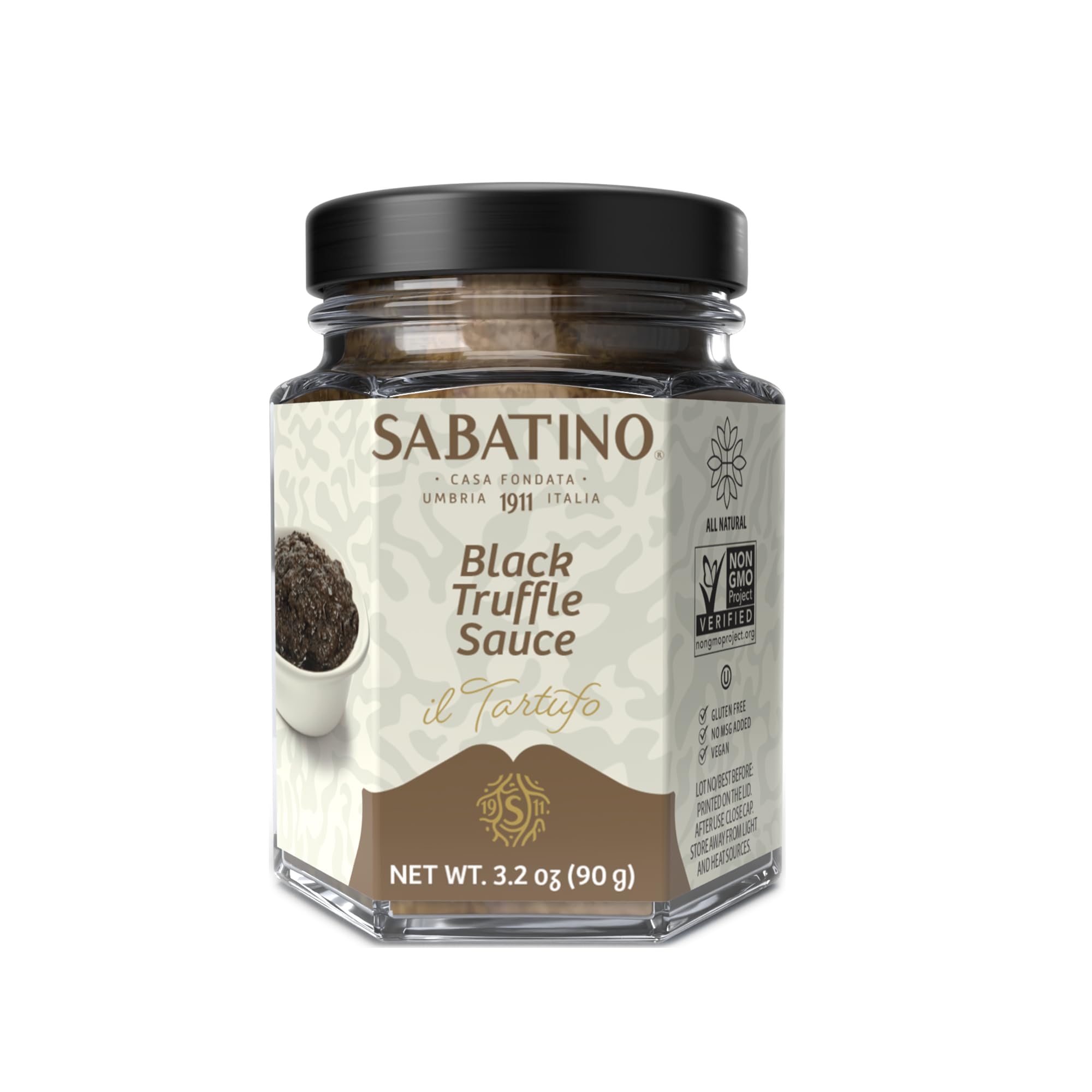 Sabatino Tartufi Tartufata Truffle Sauce – All-Natural, Non-GMO, Kosher Gourmet Italian Spread with Black Summer Truffles & Mushrooms, 3.2 oz
