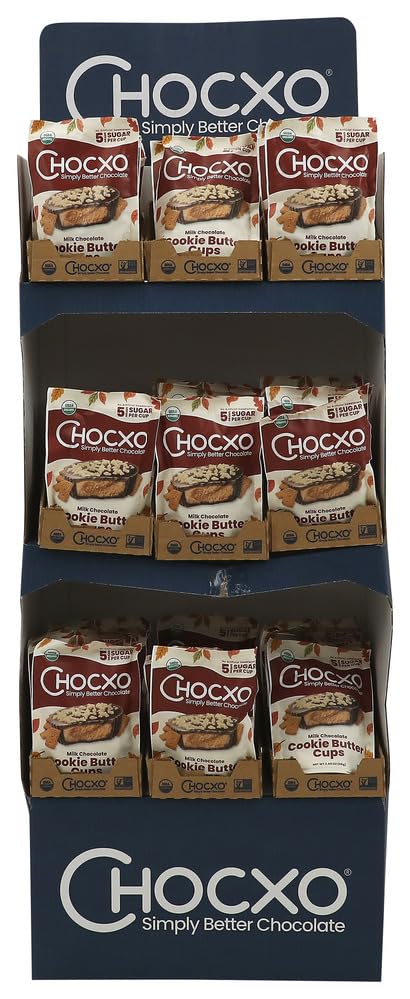 Chocxo Organic Dark Milk Chocolate Cookie Butter Cups, 3.45 OZ
