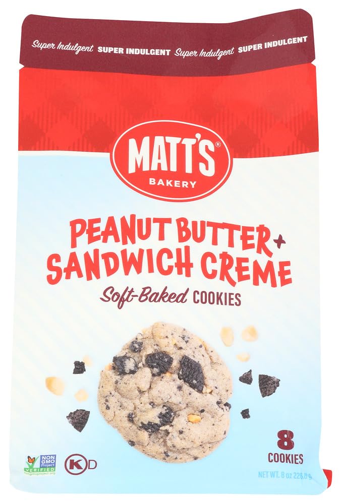 Matts Peanut Butter Sandwich Creme Soft Baked Cookies, 8 OZ