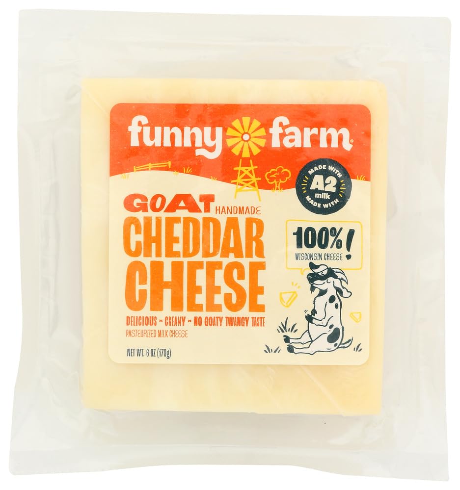 Funny Farm Goat Milk Cheddar, 6 Ounce