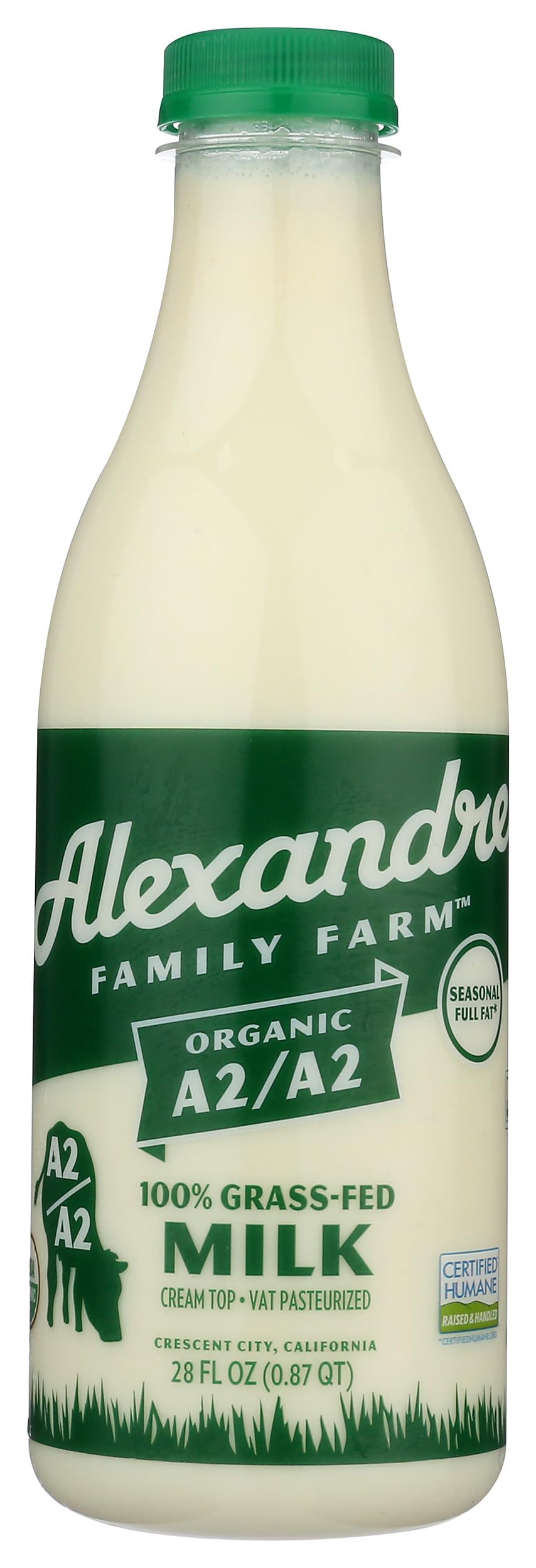 Alexandre Family Farms Organic A2 Full Fat Milk, 28 FZ