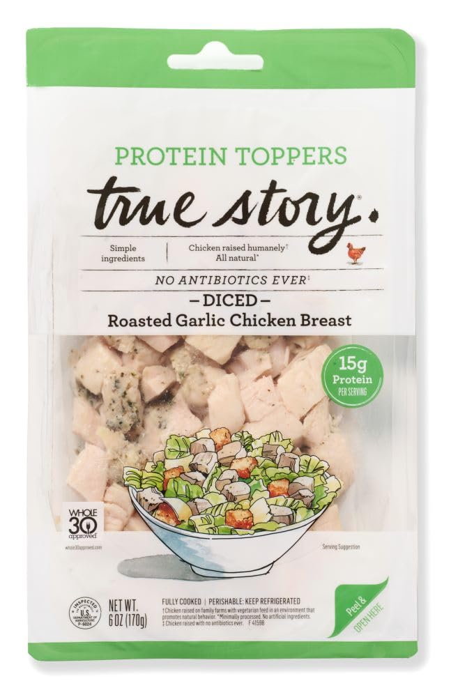 True Story Foods Roasted Garlic Chicken Breast Protein Topper, 6 OZ