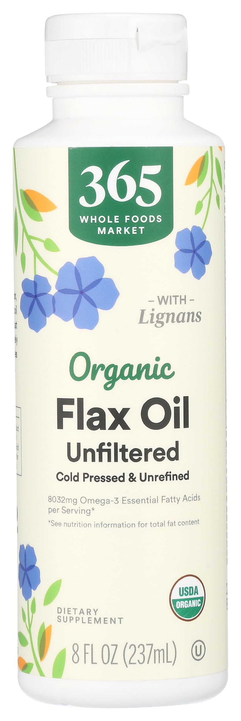 Organic Flax Seed Oil, High Lignan Unfiltered, 8 fl oz