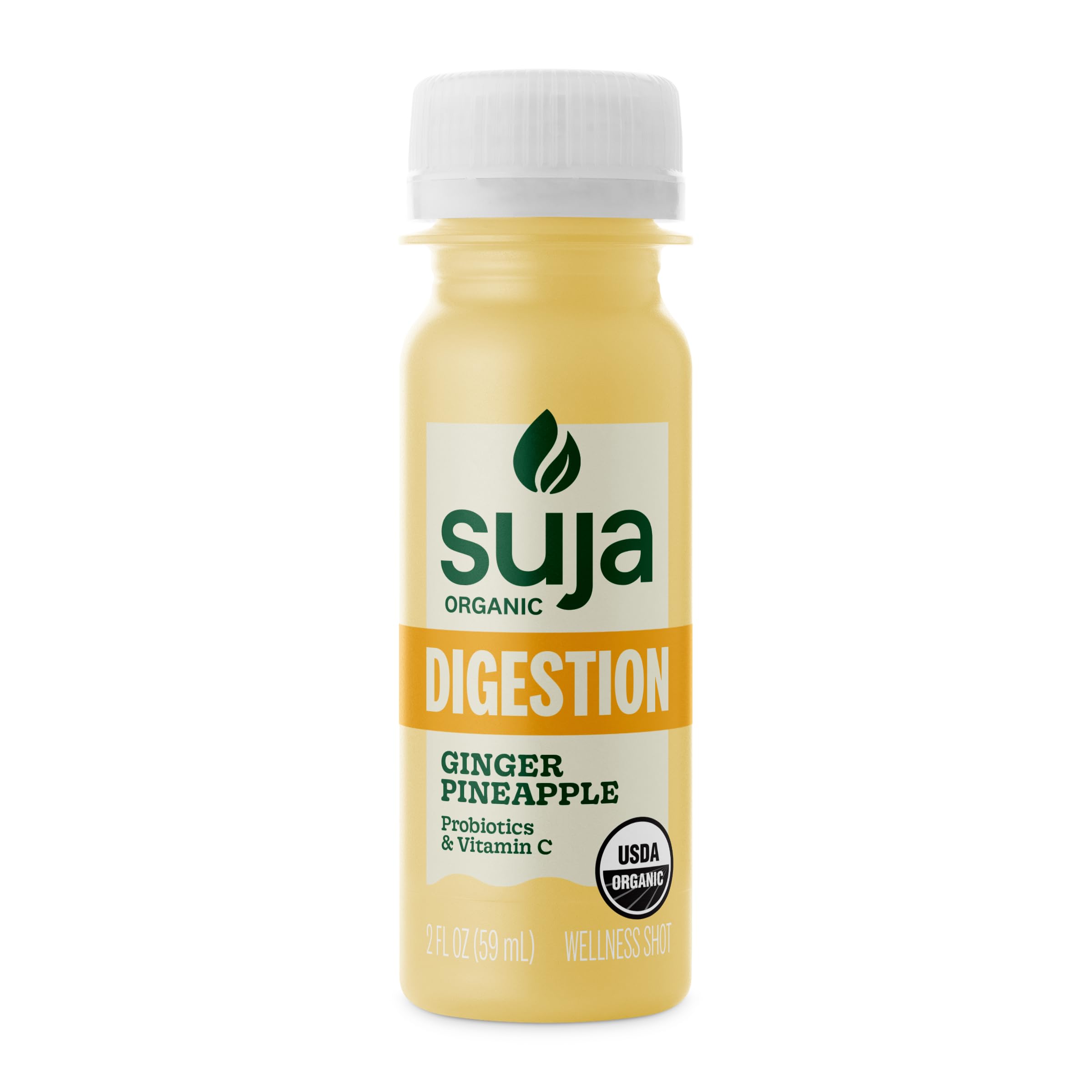 Suja Organic Digestion Shot with Ginger, Apple Cider Vinegar and Ginseng, Immunity Support, Functional Shot, Cold-Pressed Juice with Live Probiotics, Plant-Based & Gluten-Free (2 Fl Oz)