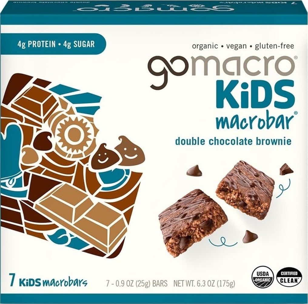 GoMacro Kids MacroBar Organic Vegan Snack Bars - Double Chocolate Brownie (0.90 Ounce Bars, 7 Count)