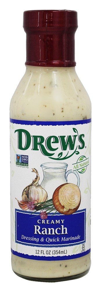 Drew's All-Natural Salad Dressing and 10 Minute Marinade, Buttermilk Ranch, 12-Ounce Bottle