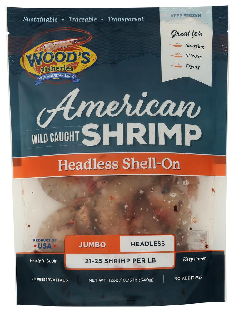 Woods Fisheries 21/25 Raw Headless Shell On White Shrimp, 12 OZ