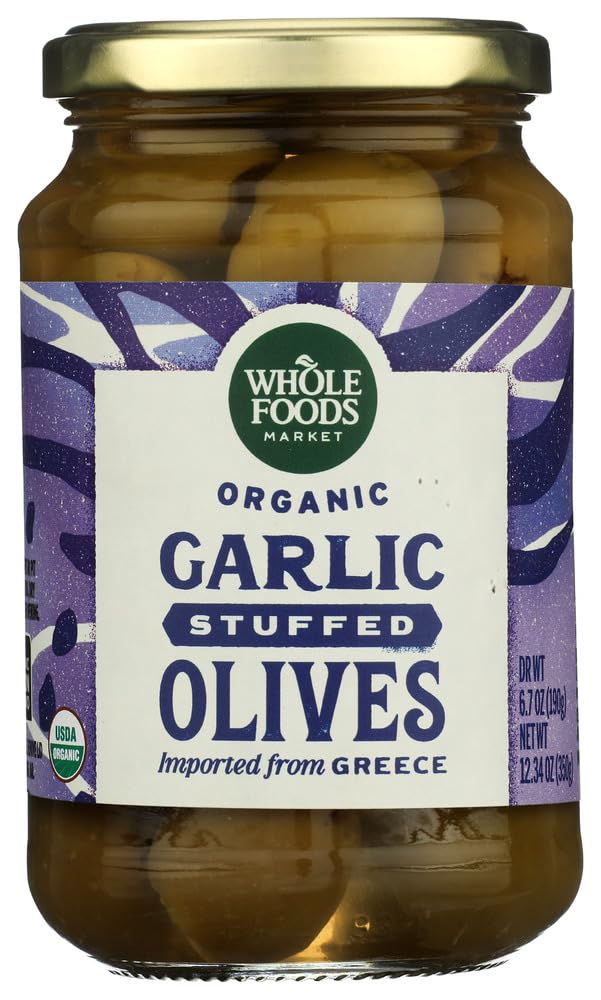 Whole Foods Market Organic Garlic Stuffed Olives, 12.34 OZ