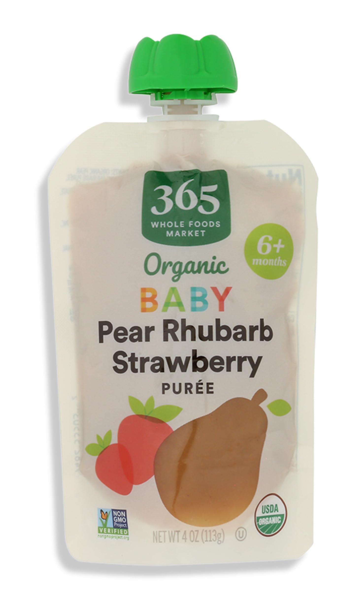 365 by Whole Foods Market Organic Pear Strawberry Rhubarb Baby Food Sgl, 4 OZ