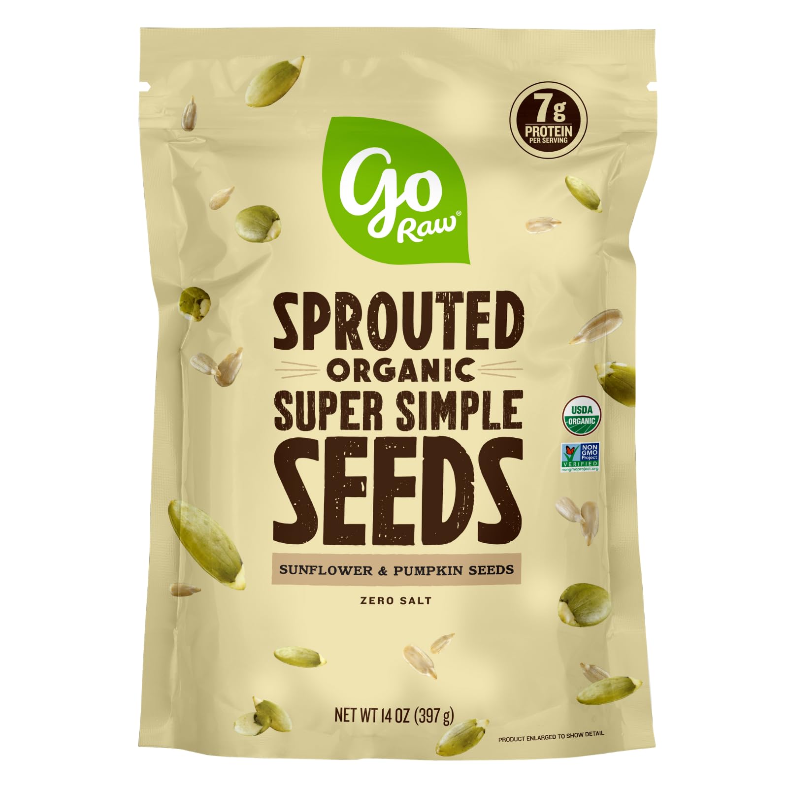 Go Raw Organic Sprouted Mixed Sunflower and Pumpkin Seeds - Unsalted Snack | Keto, Non-GMO, Vegan, Gluten-Free, Kosher, Paleo, Protein-Packed Pepitas, Healthy Vegan Snack for Adults and Kids, 14oz Bag