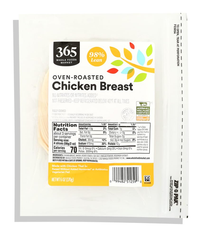 365 by Whole Foods Market Sliced Oven Roasted Chicken, 6 OZ