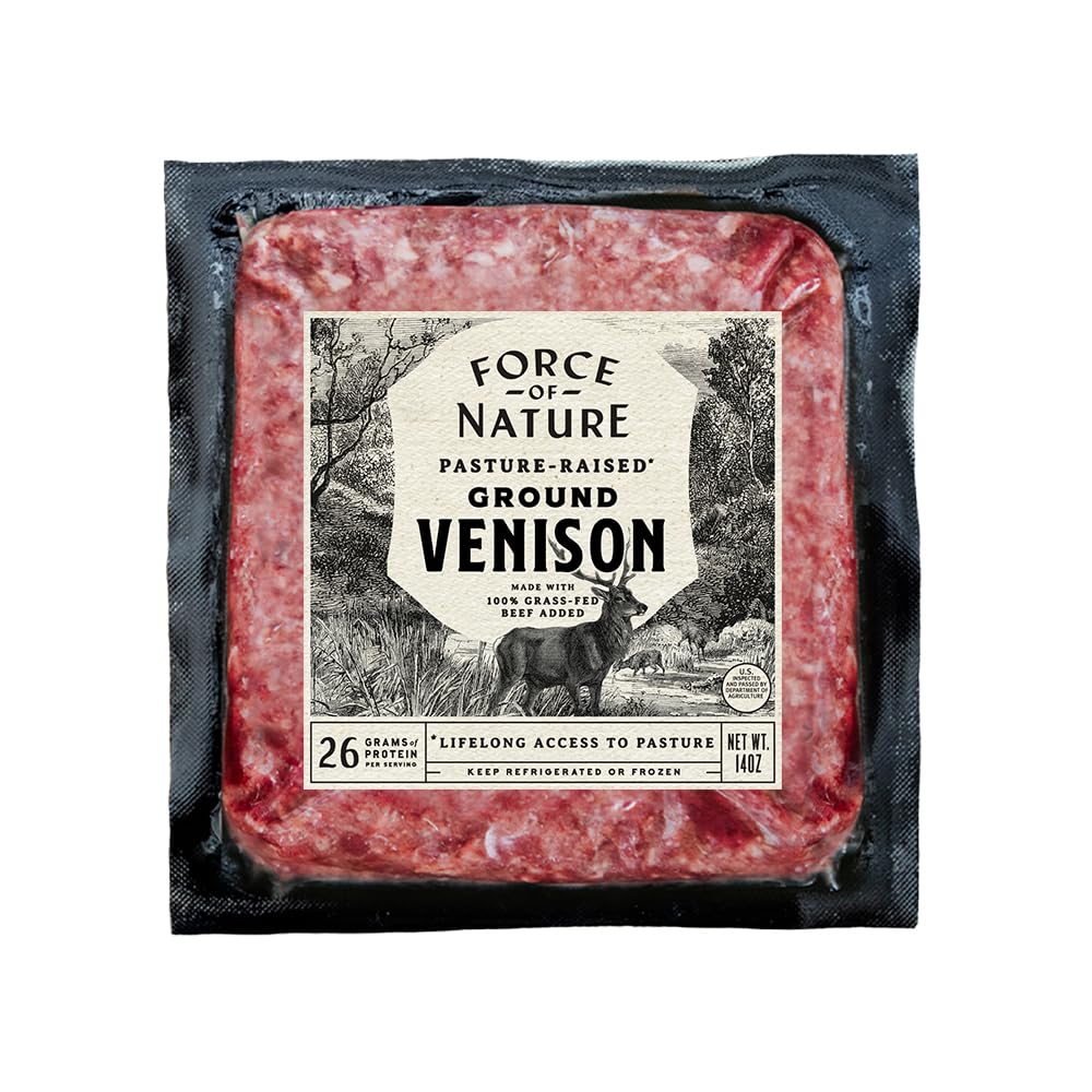 Force of Nature Meats Grass-fed Ground Venison | Pasture-Raised & Regenerative | Game Protein | 14oz