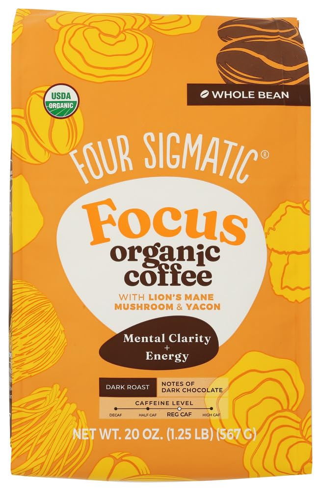 Four Sigmatic Organic Focus Whole Bean Coffee, 20 Ounce