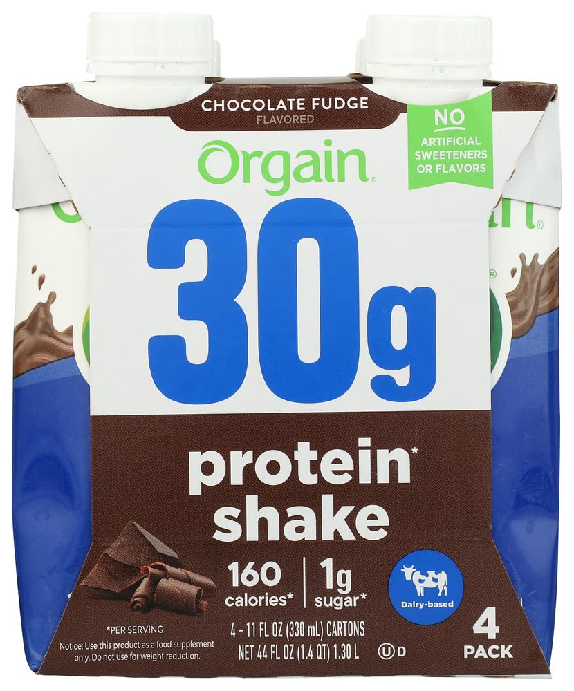 ORGAIN Chocolate Fudge Protein Shake 4pk, 11 FZ