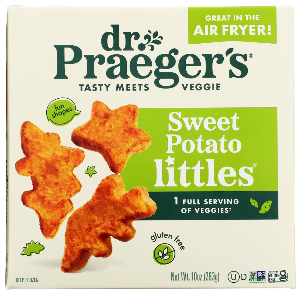 Dr Praegers, Sweet Potato Littles, 10 Ounce | Sweet potato snacks in fun shapes; certified gluten free, kosher and Non-GMO Project Verified