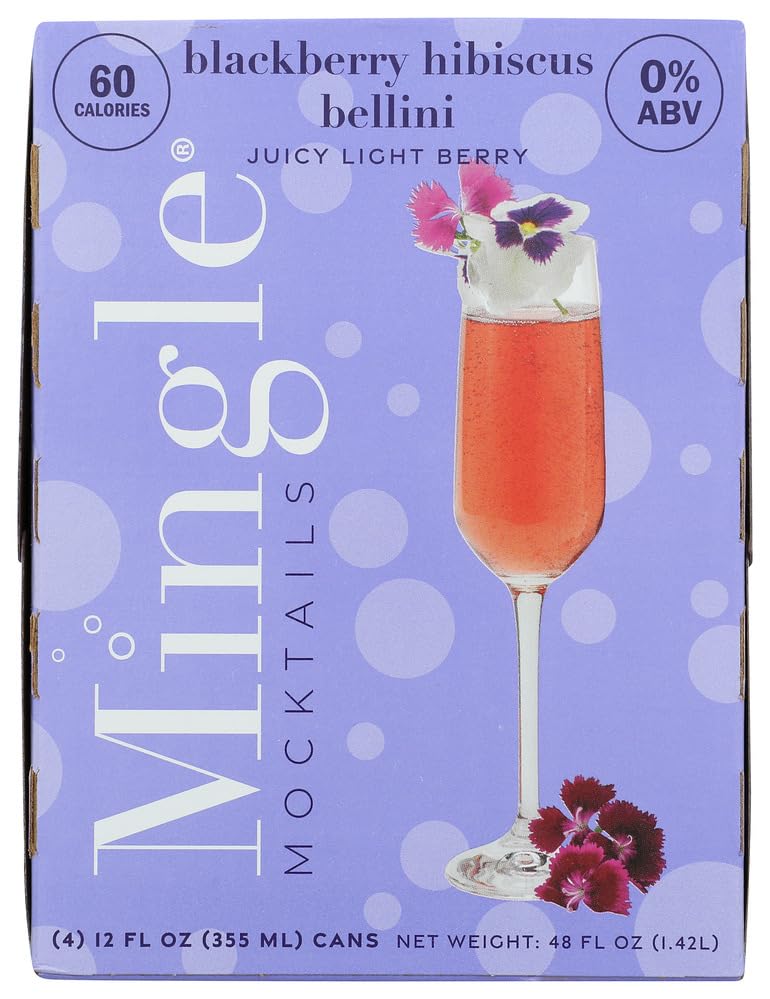 Mingle, Non-Alcoholic Bellini Mocktail, 12 Fl Oz Cans, 4 Pack