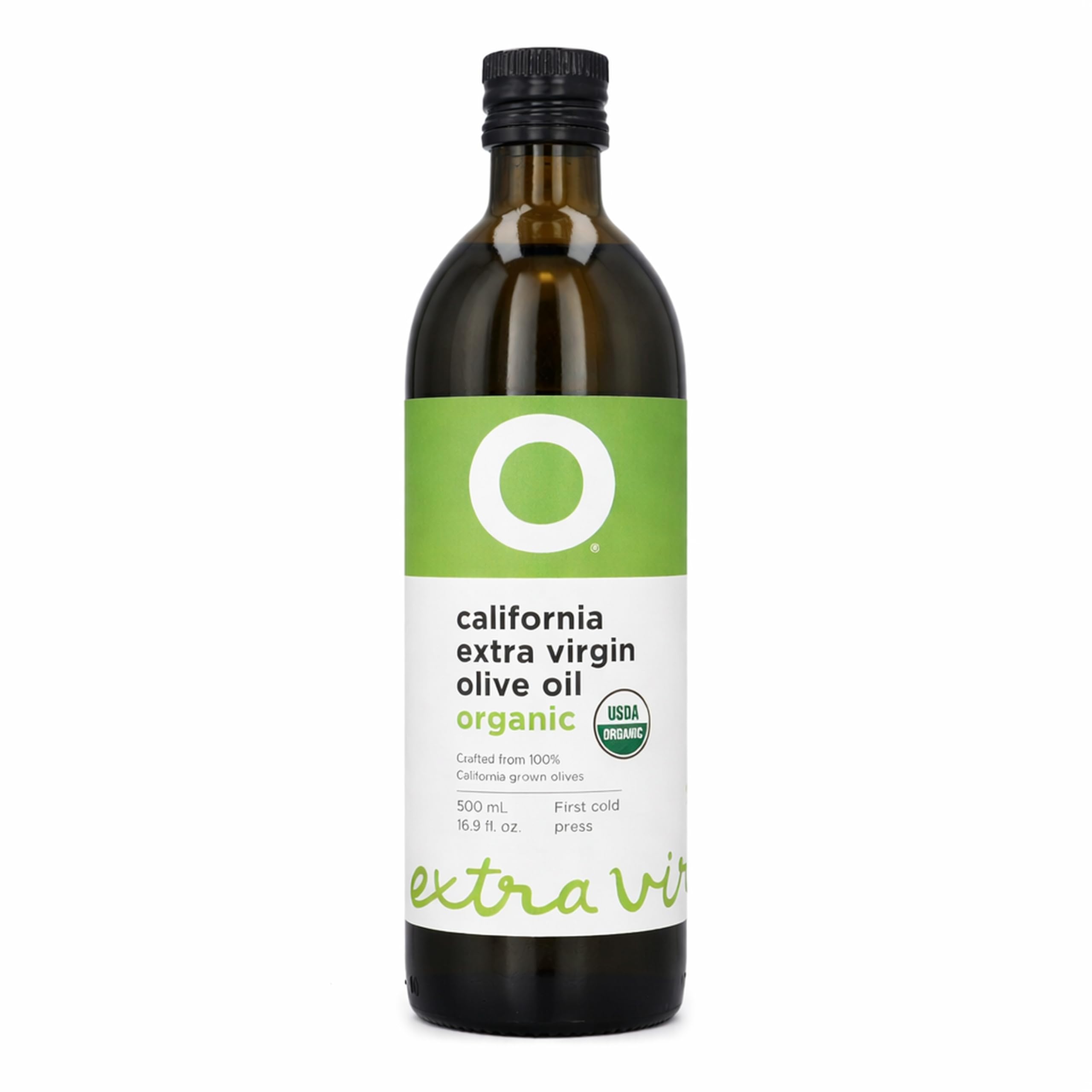 O California Organic Extra Virgin Olive Oil | First Cold Pressed | USDA Organic Certified | 100% California-Grown Arbosana, Koroneiki and Arbequina Olives | Bright Fruity Flavor | 16.9 Fl Oz (500 mL)