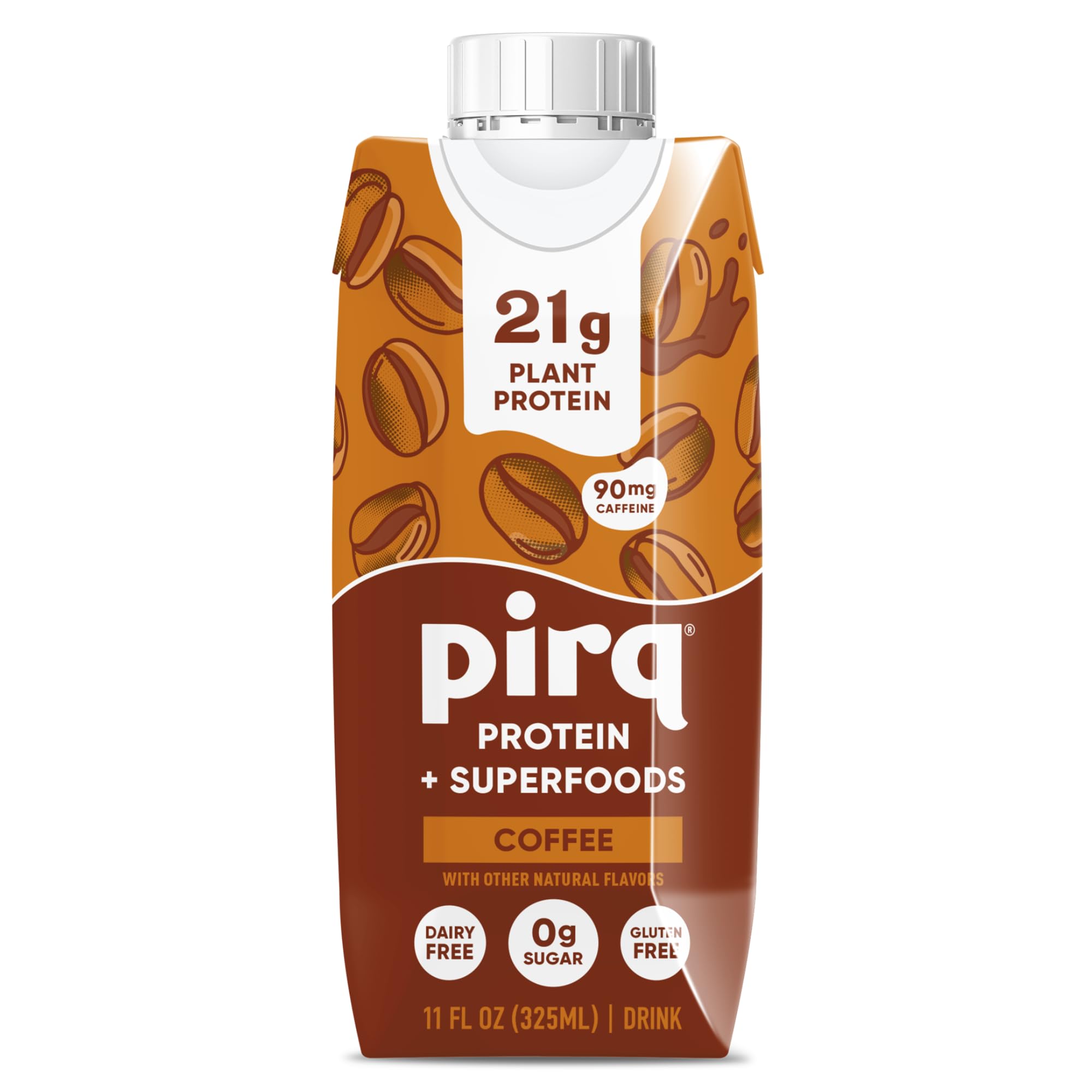 Pirq Plant-Based Protein Shakes | Coffee 11 Fl Oz | Dairy-Free, Gluten-Free, Soy-Free, Zero Sugar