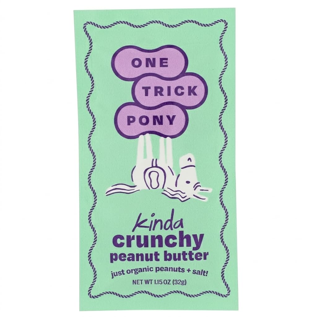 One Trick Pony Organic Peanut Butter | Clean Protein Snack, Non‑GMO, Vegan, Gluten-Free - 1.15 oz - Crazy Crunchy