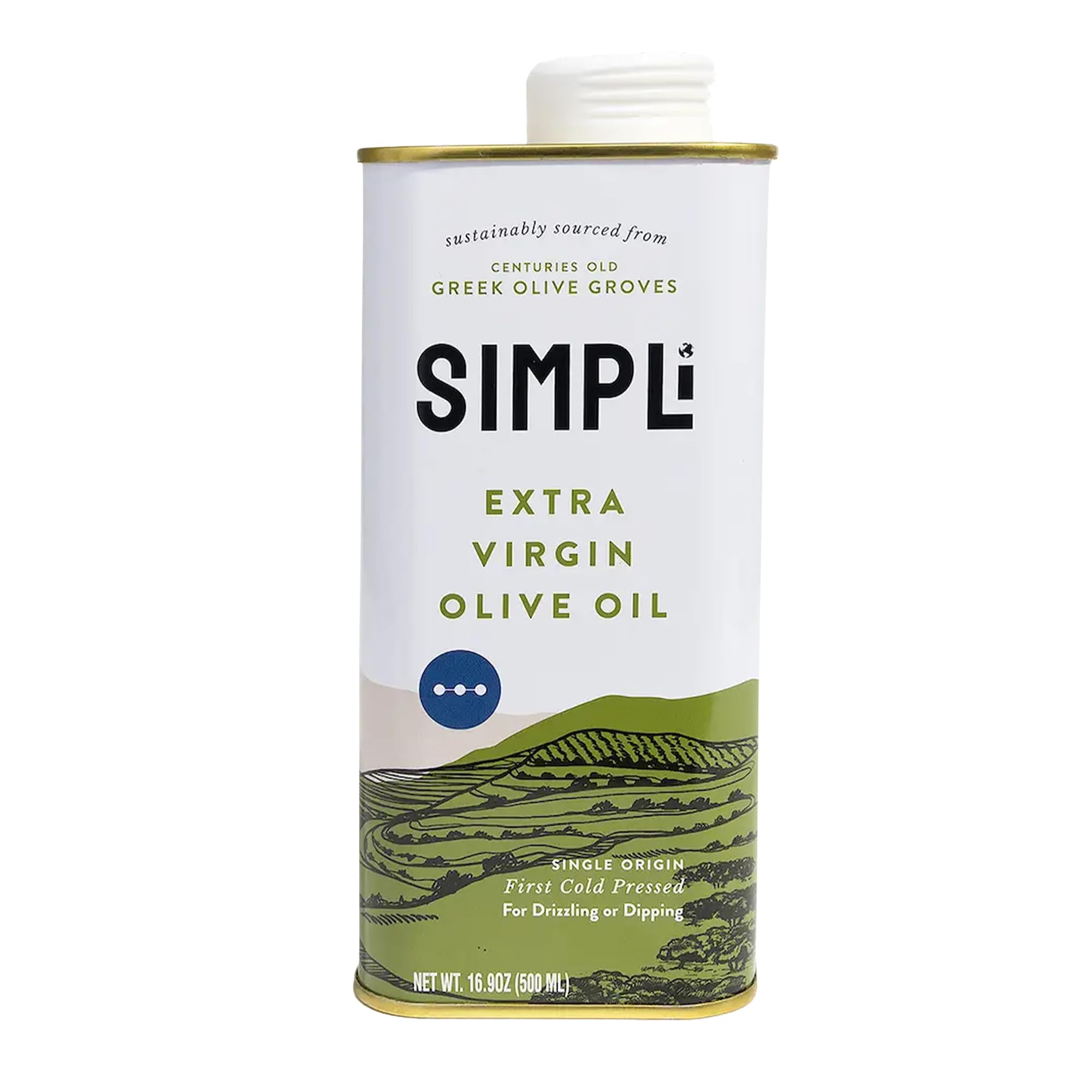 SIMPLi 100% Greek Extra Virgin Olive Oil, Olive Oil Extra Virgin Cold Pressed from Koroneiki Olives, Single Origin from Sparta with Bright Peppery Flavor, 16.9 OZ