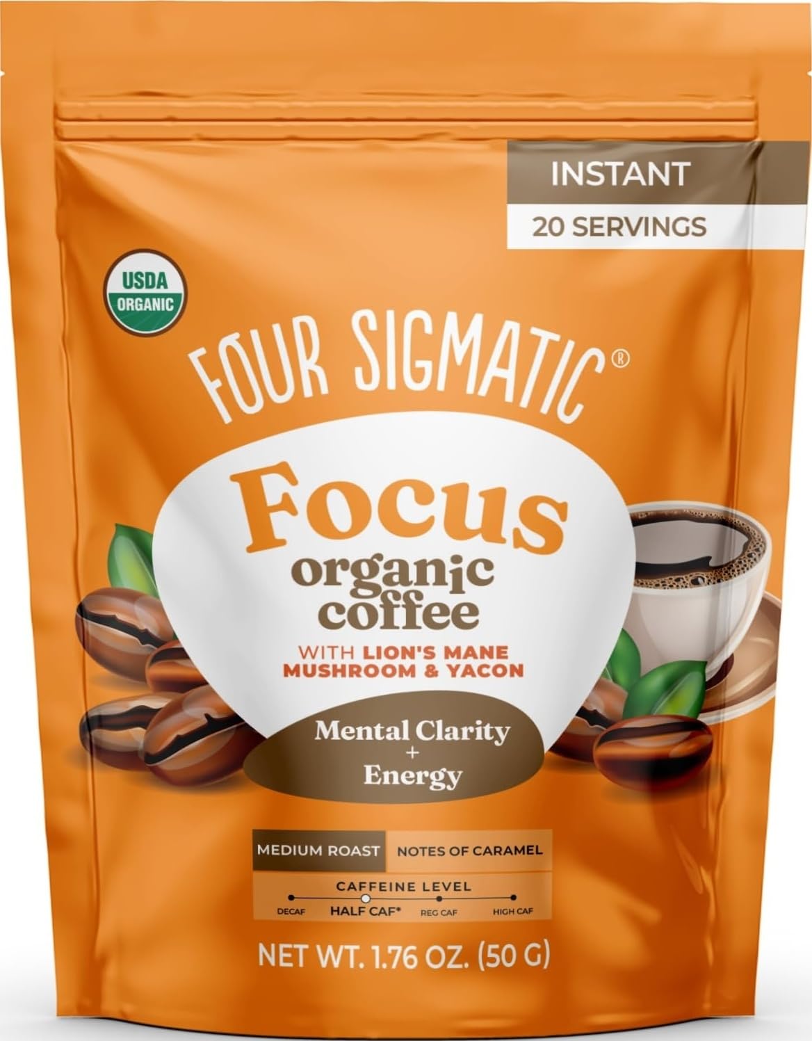 Four Sigmatic Organic Multi Serve Focus Instant Coffee, 1.7 OZ