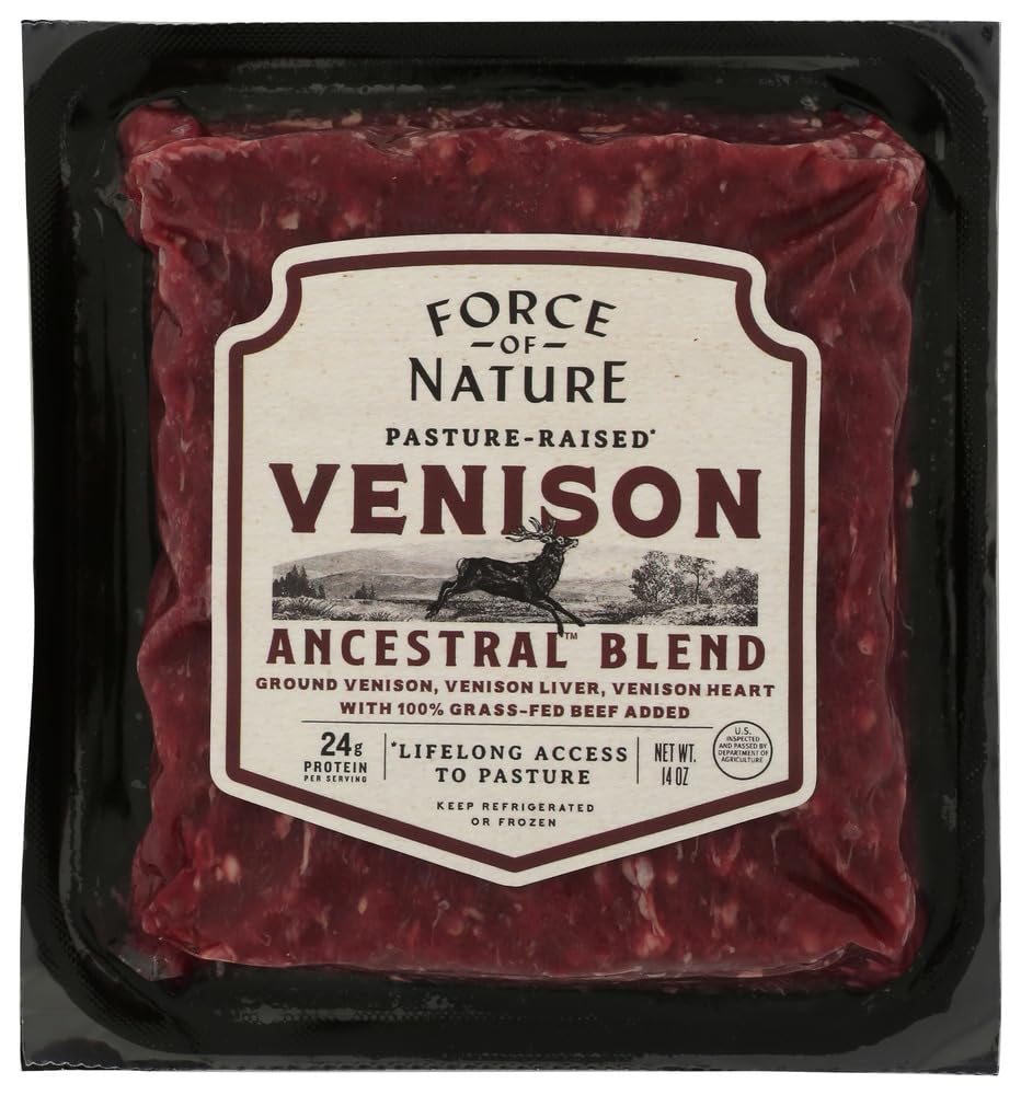 Venison Ground Liver Heart Frozen Grass Fed, 14 Ounce