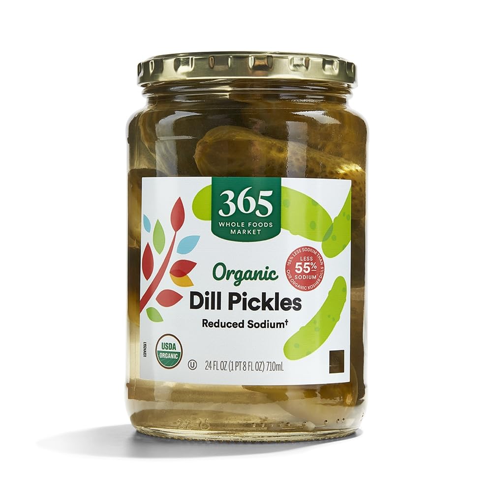 Organic Kosher Dill Pickles, Reduced Sodium, 24 oz