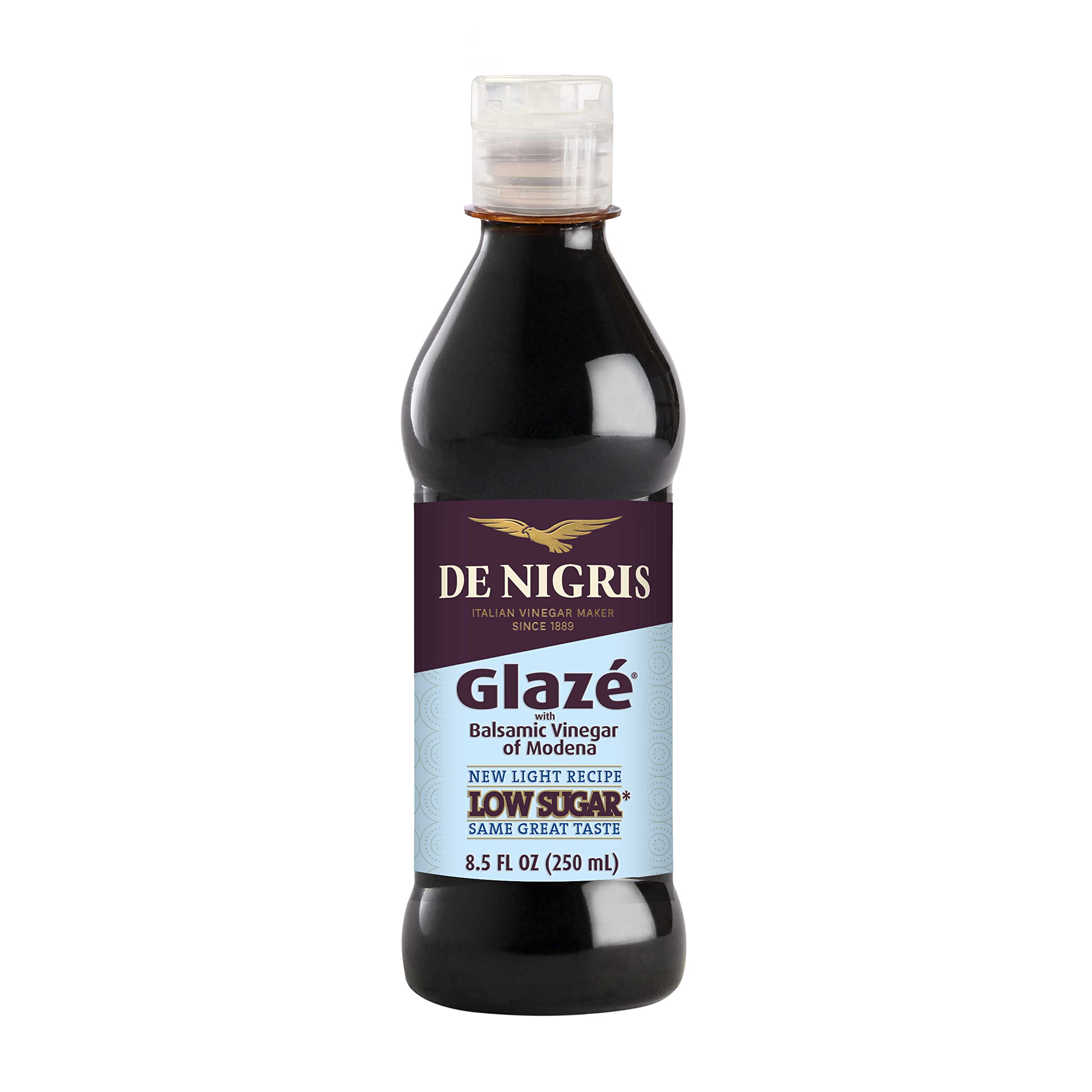De Nigris Low Sugar Glaze With Balsamic Vinegar Of Modena 8,5 Oz (250ml) | Balsamic Glaze with Balsamic Vinegar From Modena Italy, Glaze Balsamic Vinegar