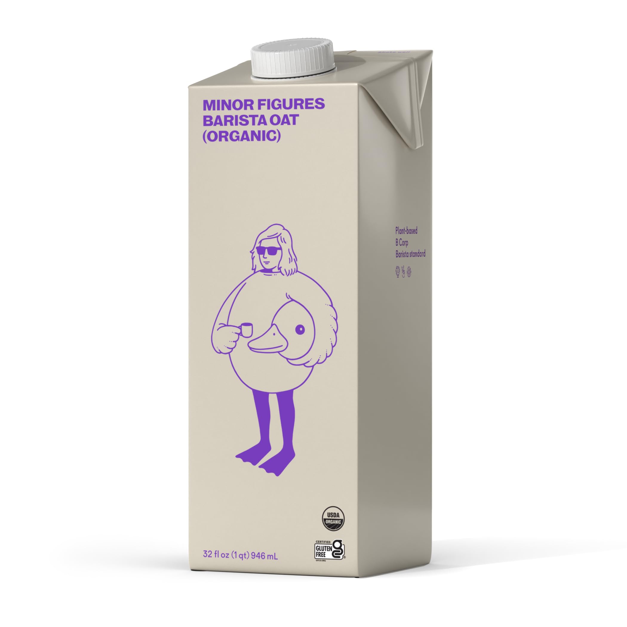 Minor Figures Organic Barista Oat Milk, Plant-Based, Gluten-Free, 32 fl oz, Shelf Stable, Non-GMO, Dairy-Free, No Sugar Added