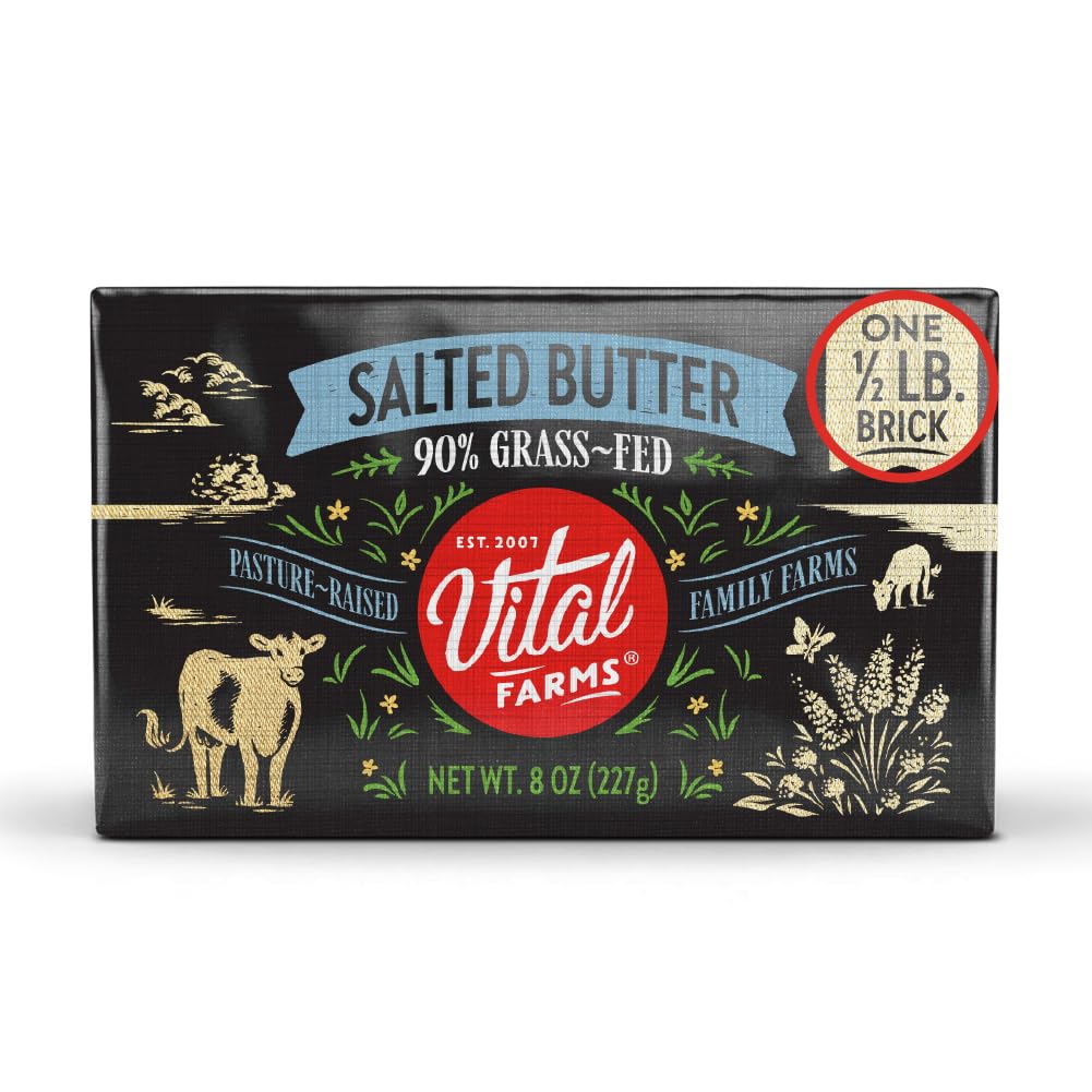 Vital Farms Butter Grass Fed Salted Brick, 8 Ounce