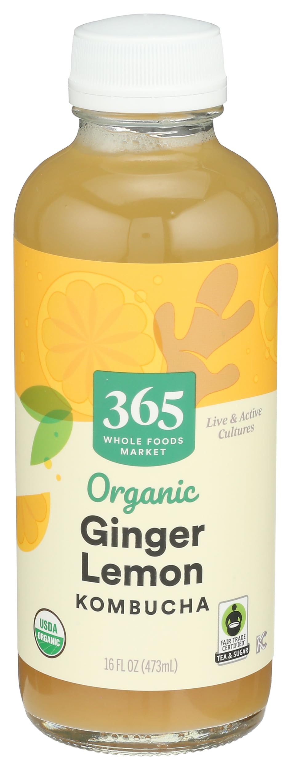 365 by Whole Foods Market Organic Ginger Lemon Kombucha, 16 FZ