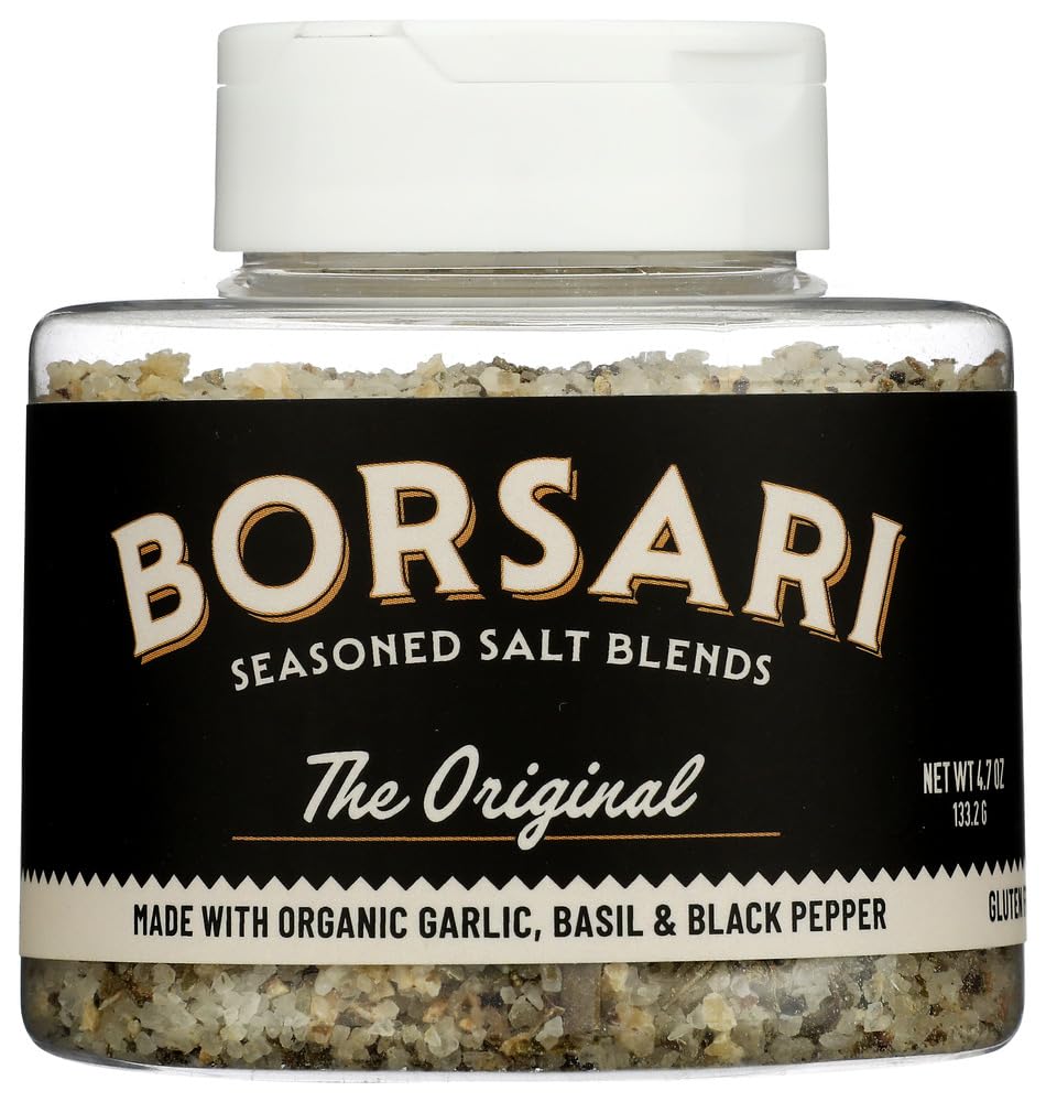 Borsari Original Garlic and Herb Seasoning Salt for Meat, Seafood and Vegetables, 4.7 oz