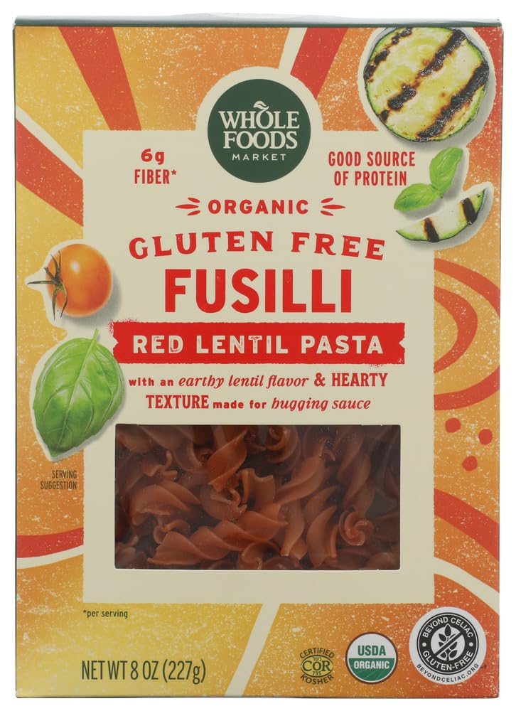 Whole Foods Market Organic Red Lentil Fusilli Pasta, 8 OZ