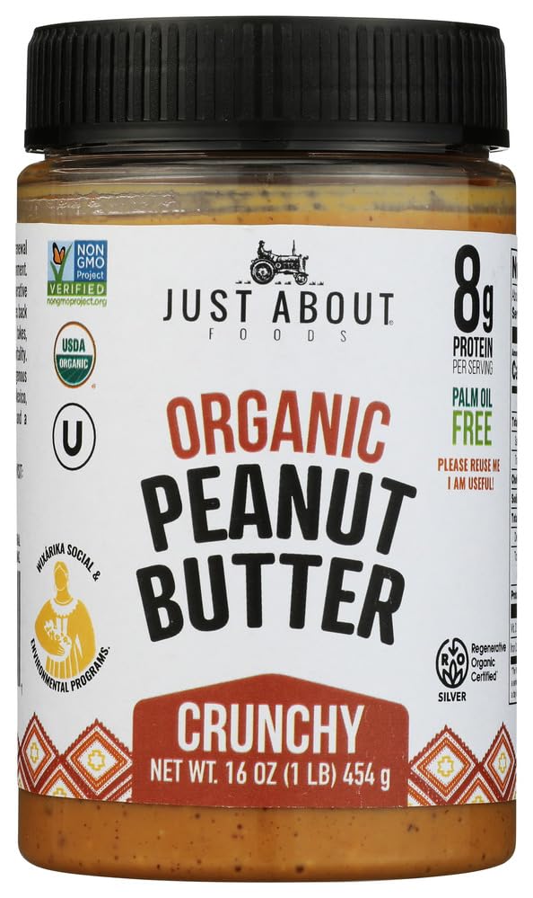Just About Foods Organic Regenerative Crunchy Peanut Butter, 16 OZ