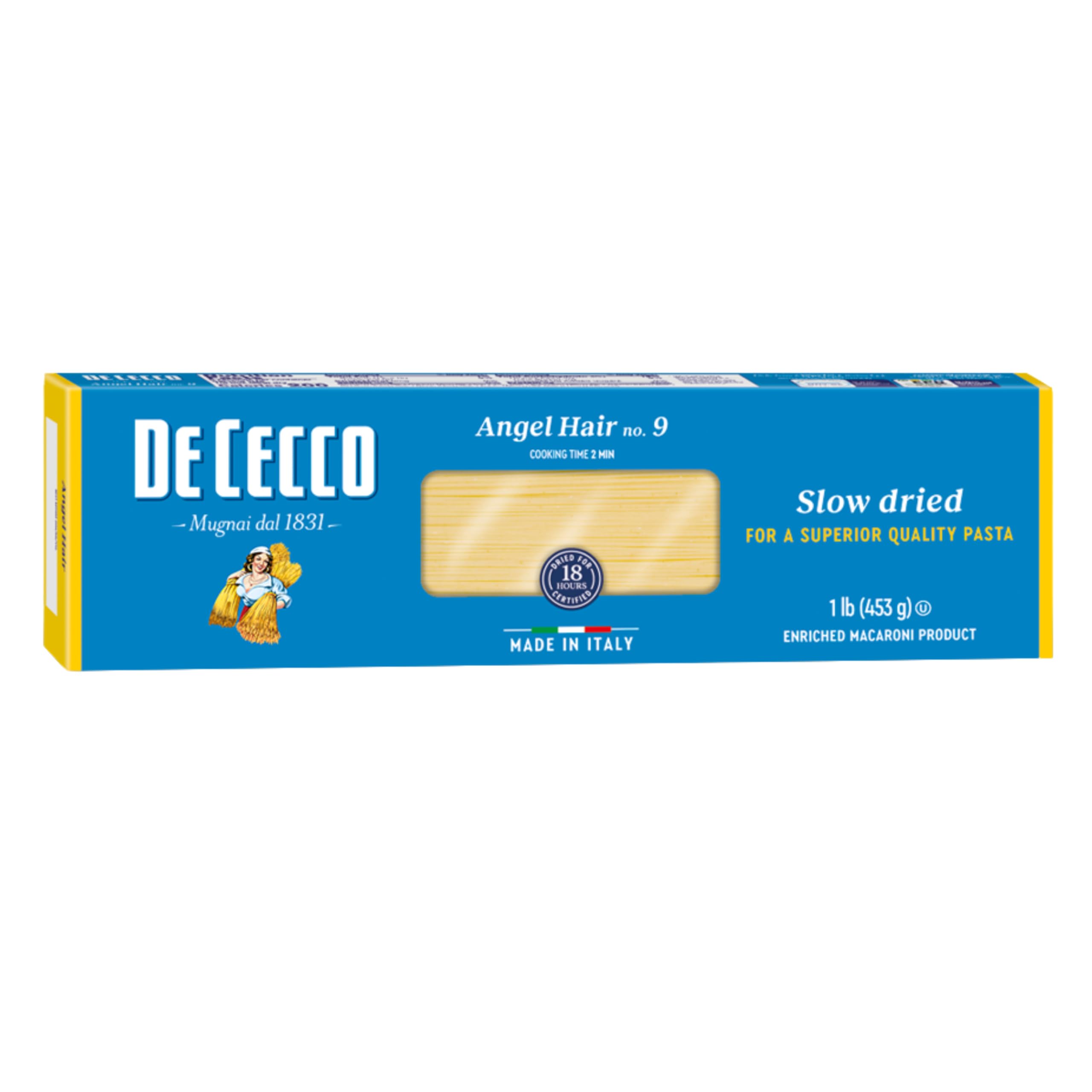 De Cecco Angel Hair No. 9 Pasta, 16 Oz | Authentic, Slow Dried, Made with Durum Wheat, Versatile Pasta for Sauces & Recipes, Made in Italy