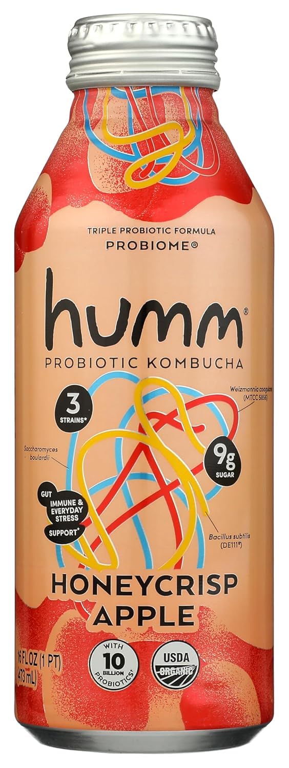 HUMM KOMBUCHA Organic Honeycrisp Probiome Kombucha, 16 FZ
