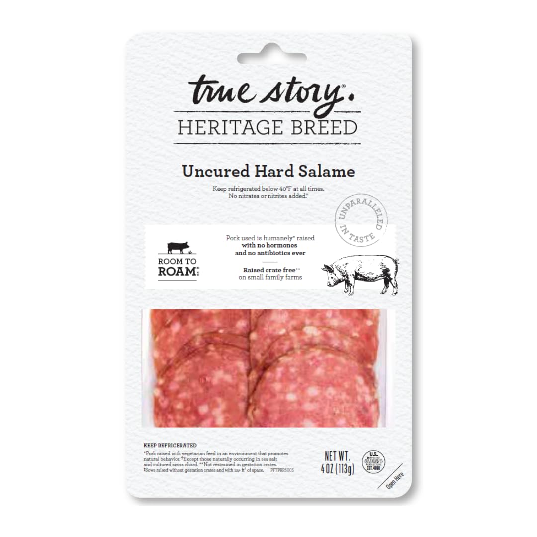 True Story Foods Salami Hard Sliced, 4 Ounce