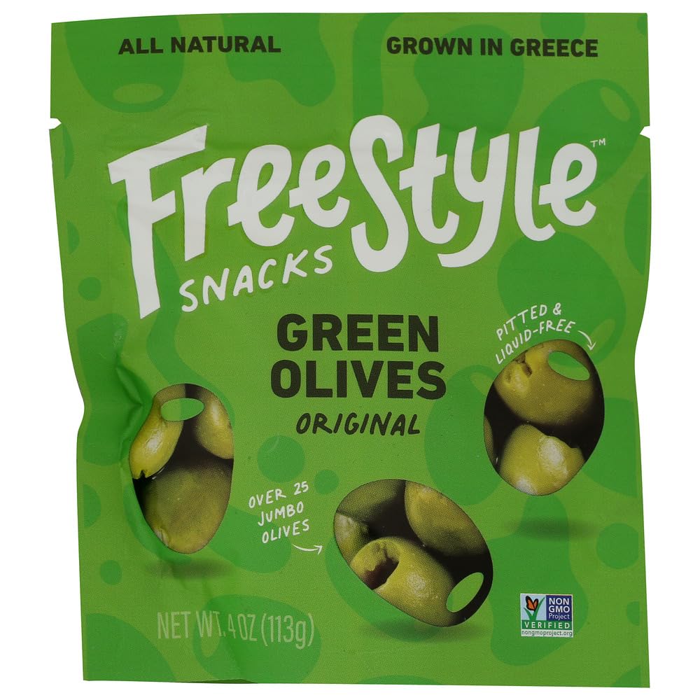 Freestyle Snacks Original Green Olives, 4 Ounce