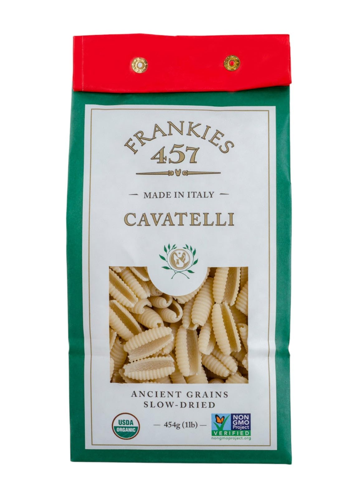 Frankies 457 Artisanal Cavatelli Pasta, 16 Ounce (1 LB) | Authentic Premium Italian Handcrafted, Organic Durum Wheat Semolina, Bronze Die Cut, Slow Dried, NON GMO, USDA Organic