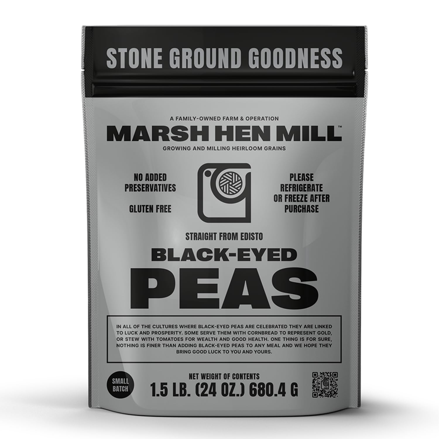 Marsh Hen Mill Black Eyed Peas | Heirloom Variety w/Savory, Nutty Flavor | Dried Legumes for Soup, Stews & Southern Dishes | High Protein & Micronutrients | Gluten-Free, No Preservatives | 24 Oz Pack