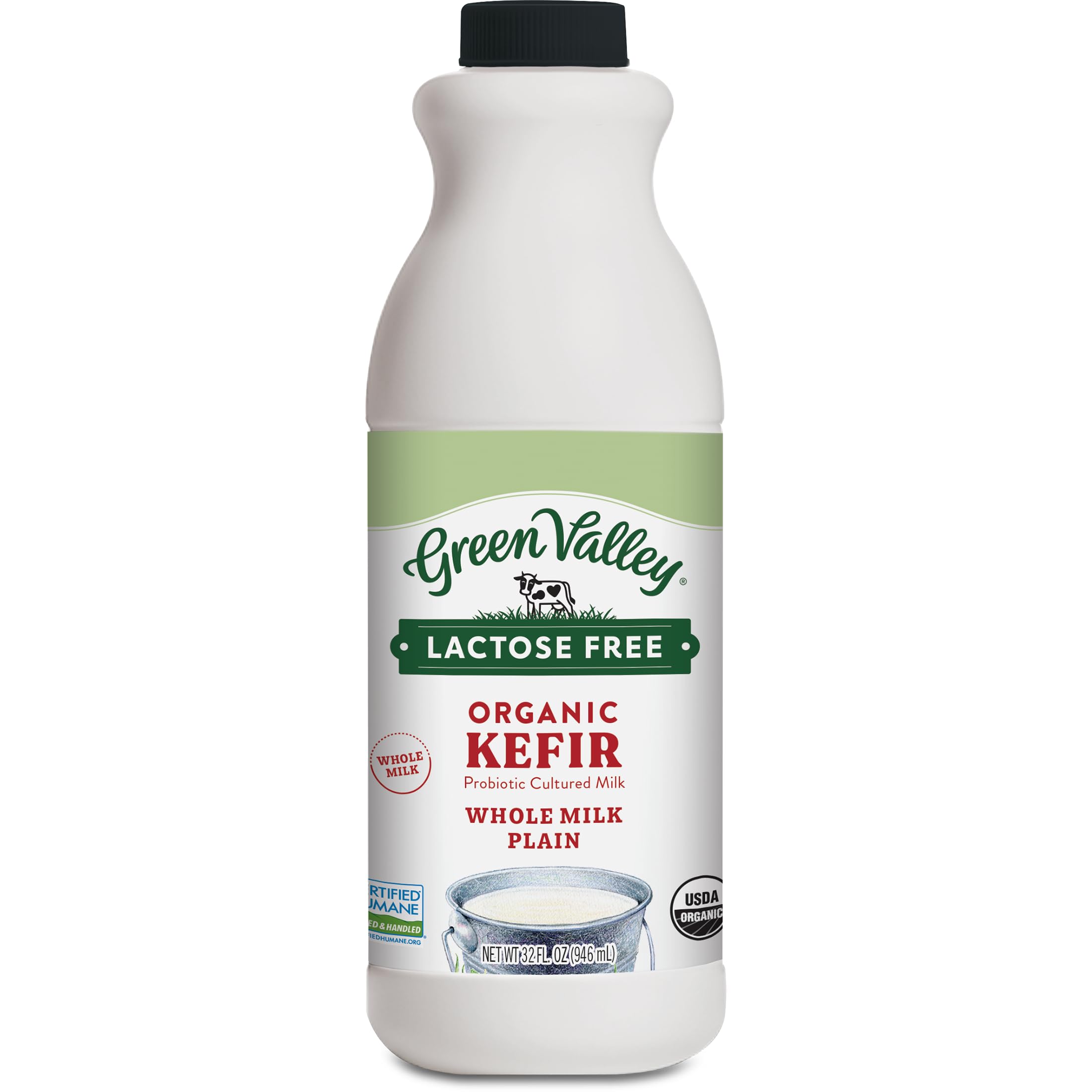 Green Valley Organics, Kefir Whole-Milk Plain Lactose Free Organic, 32 Fl Oz