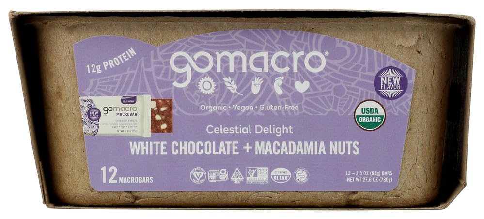 Gomacro, Organic Macrobars White Chocolate And Macadamia