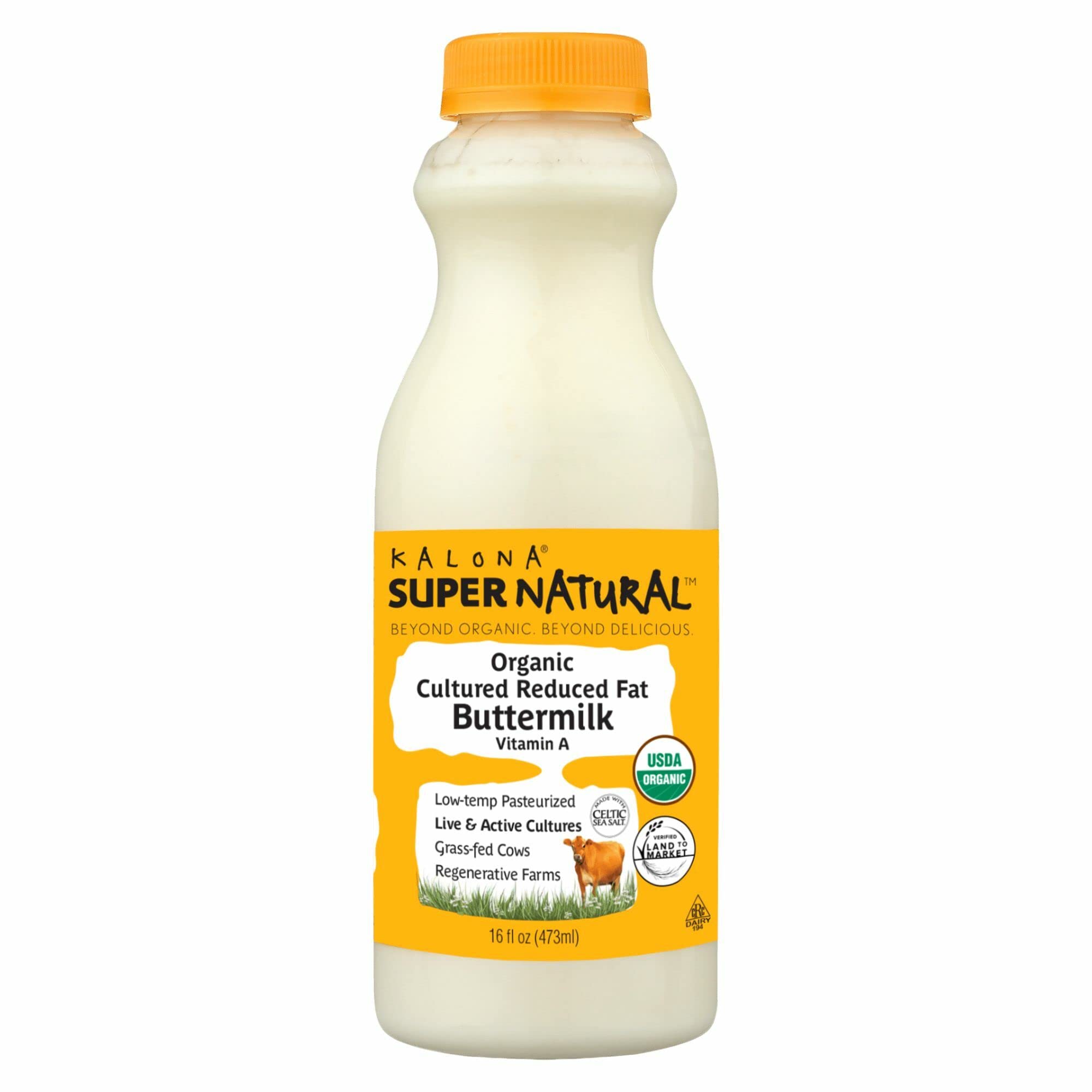 Kalona SuperNatural Organic Cultured Reduced Fat Buttermilk Vitamin A, 16 Fl oz